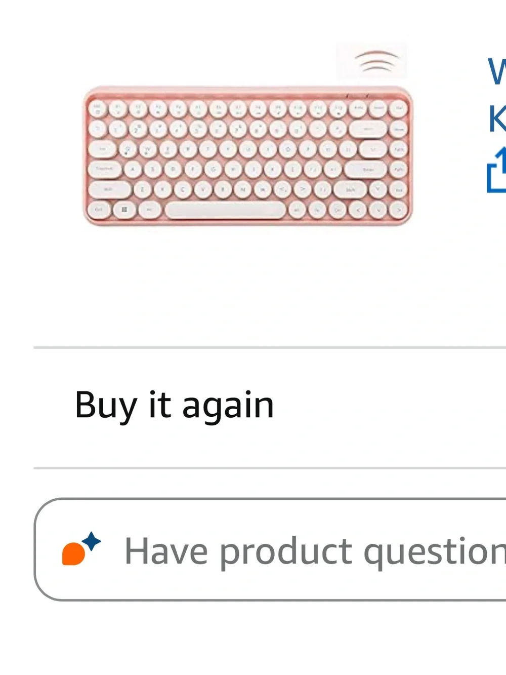 Pink & White Retro Wireless Bluetooth Keyboard: Brand New & in Box